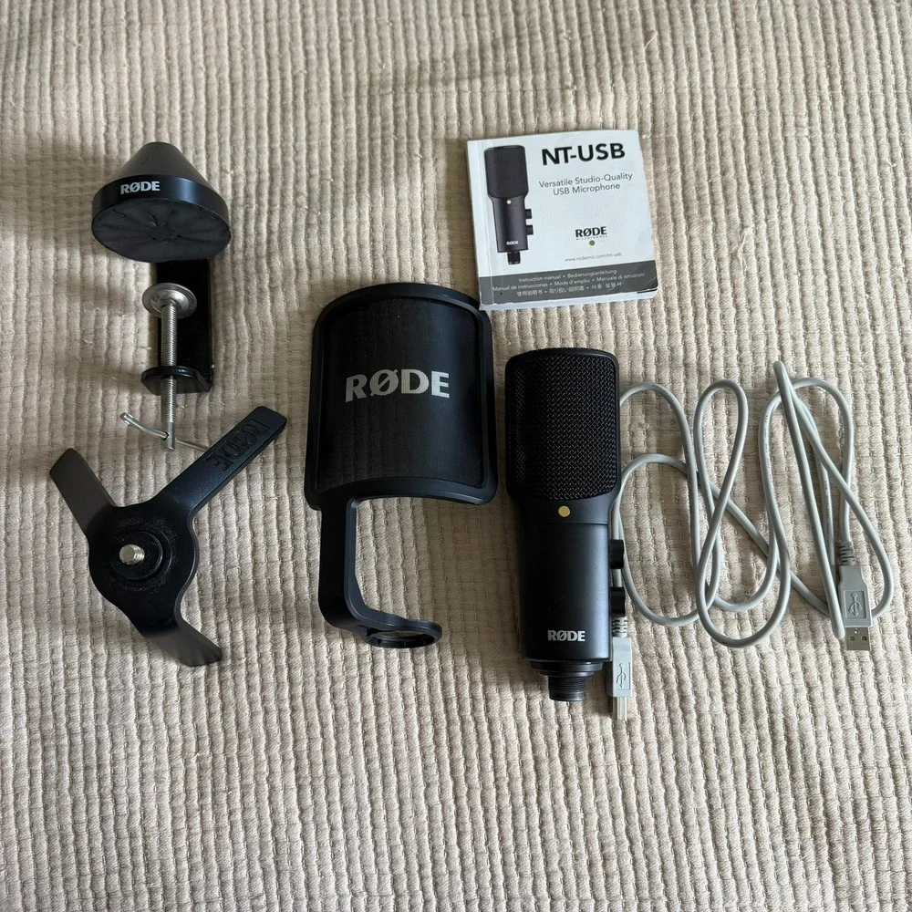 Rode NT-USB Condenser Microphone USB Podcast Studio‎ Mic Pop Filter Stand Tested
